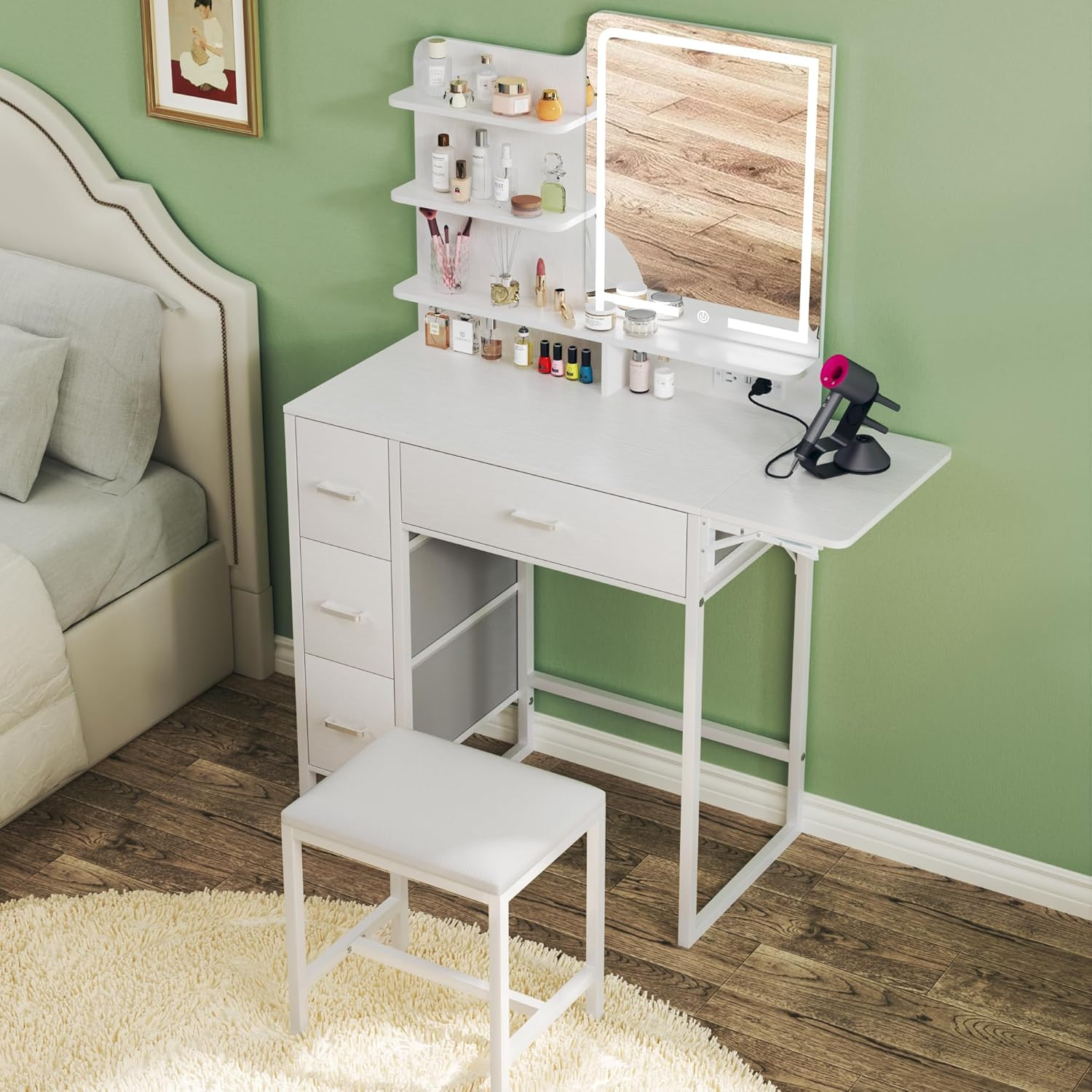 Makeup Vanity Desk with Mirror and Lights